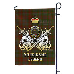 Custom Name Clan Gray Tartan Garden Flag with Clan Crest and the Golden Sword of Courageous Legacy OU36