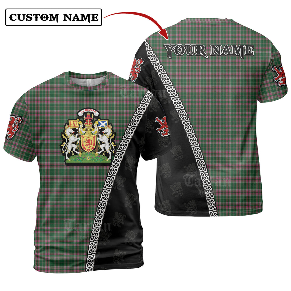 Gray Hunting Tartan Shirt with Scotland Coat of Arms & Custom Name TH61