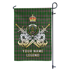 Custom Name Clan Gray Hunting Tartan Garden Flag with Clan Crest and the Golden Sword of Courageous Legacy XT81