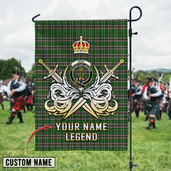 Personalized Custom Name Clan Gray Hunting Tartan Garden Flag with Clan Crest and the Golden Sword of Courageous Legacy XT81 - Gray Hunting Tartan Design, Scottish Heritage Gift