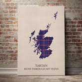 Gretna Green Tartan Scotland Map Canvas – “Tartan Runs Through My Veins” Wall Art