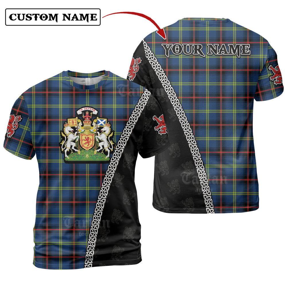 Grewar Tartan Shirt with Scotland Coat of Arms & Custom Name UY93