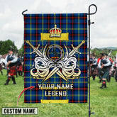 Personalized Custom Name Clan Grewar Tartan Garden Flag with Clan Crest and the Golden Sword of Courageous Legacy HG87 - Grewar Tartan Design, Scottish Heritage Gift