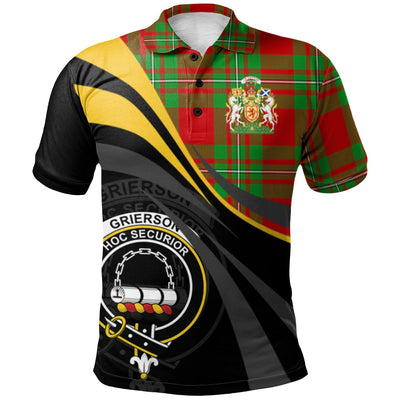 Clan Grierson Tartan Polo Shirt - Royal Coat Of Arms Style