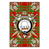 Clan Grierson Tartan Crest Black Garden Flag - Gold Thistle TM22 Clan Grierson Tartan Today