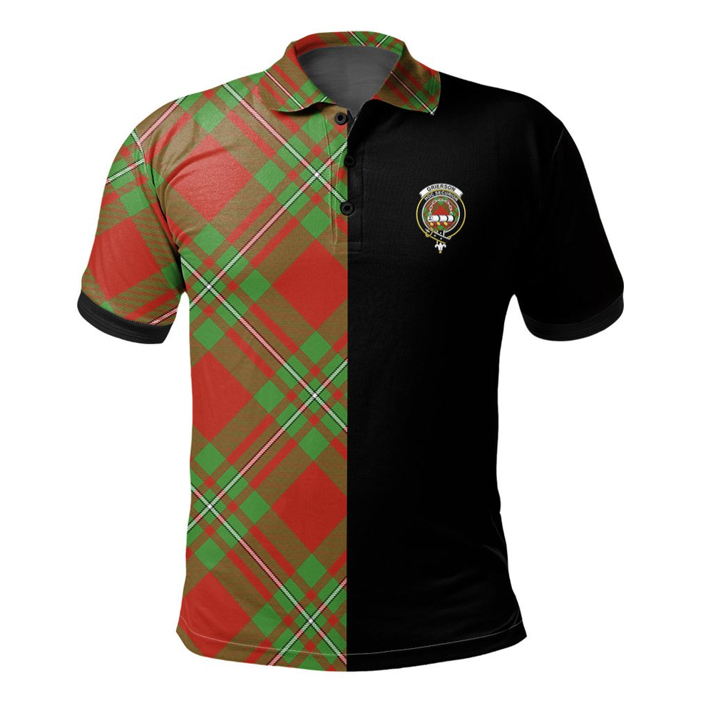 Clan Grierson Tartan Polo Shirt Half of Me - Cross Style ZV63 Grierson Tartan Tartan Polo