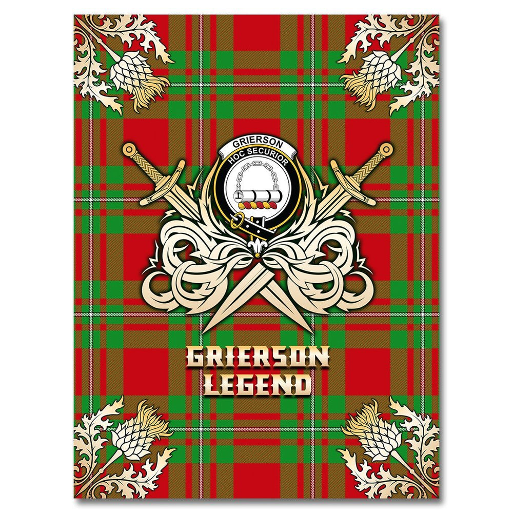 Clan Grierson Tartan Gold Courage Symbol Blanket VG27 Clan Grierson Tartan Today