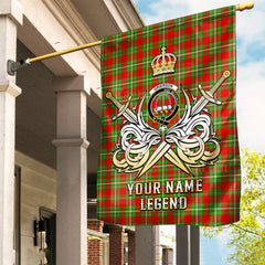 Custom Name Clan Grierson Tartan Garden Flag with Clan Crest and the Golden Sword of Courageous Legacy PR42