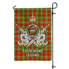 Custom Name Clan Grierson Tartan Garden Flag with Clan Crest and the Golden Sword of Courageous Legacy PR42
