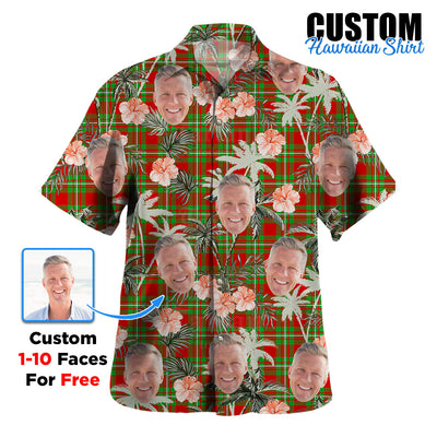 Clan Grierson Tartan Custom Face Hawaiian Shirt – Unisex Gift for Family Members, Summer Party