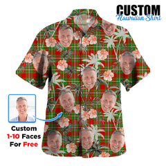 Clan Grierson Tartan Custom Face Hawaiian Shirt – Unisex Gift for Family Members, Summer Party BO89 Grierson Tartan Tartan Hawaii Shirt