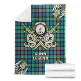 Clan Gunn Ancient Tartan Gold Courage Symbol Blanket WQ64 Clan Gunn Tartan Today