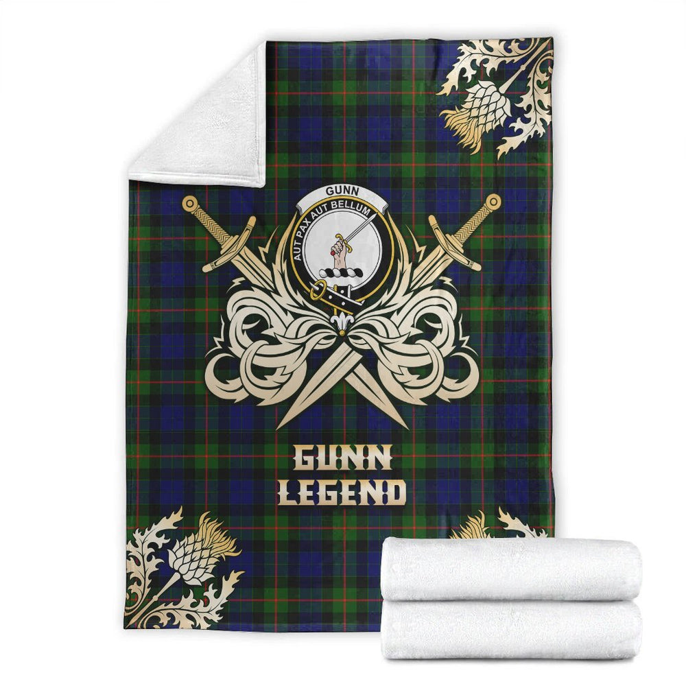 Clan Gunn Modern Tartan Gold Courage Symbol Blanket VH44 Clan Gunn Tartan Today