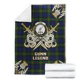 Clan Gunn Modern Tartan Gold Courage Symbol Blanket VH44 Clan Gunn Tartan Today