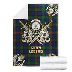 Clan Gunn Modern Tartan Gold Courage Symbol Blanket VH44 Clan Gunn Tartan Today