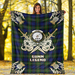 Clan Gunn Modern Tartan Gold Courage Symbol Blanket VH44 Clan Gunn Tartan Today