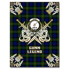 Clan Gunn Modern Tartan Gold Courage Symbol Blanket VH44 Clan Gunn Tartan Today