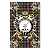 Clan Gunn Weathered Tartan Crest Black Garden Flag - Gold Thistle FJ87 Clan Gunn Tartan Today