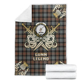 Clan Gunn Weathered Tartan Gold Courage Symbol Blanket LE42 Clan Gunn Tartan Today