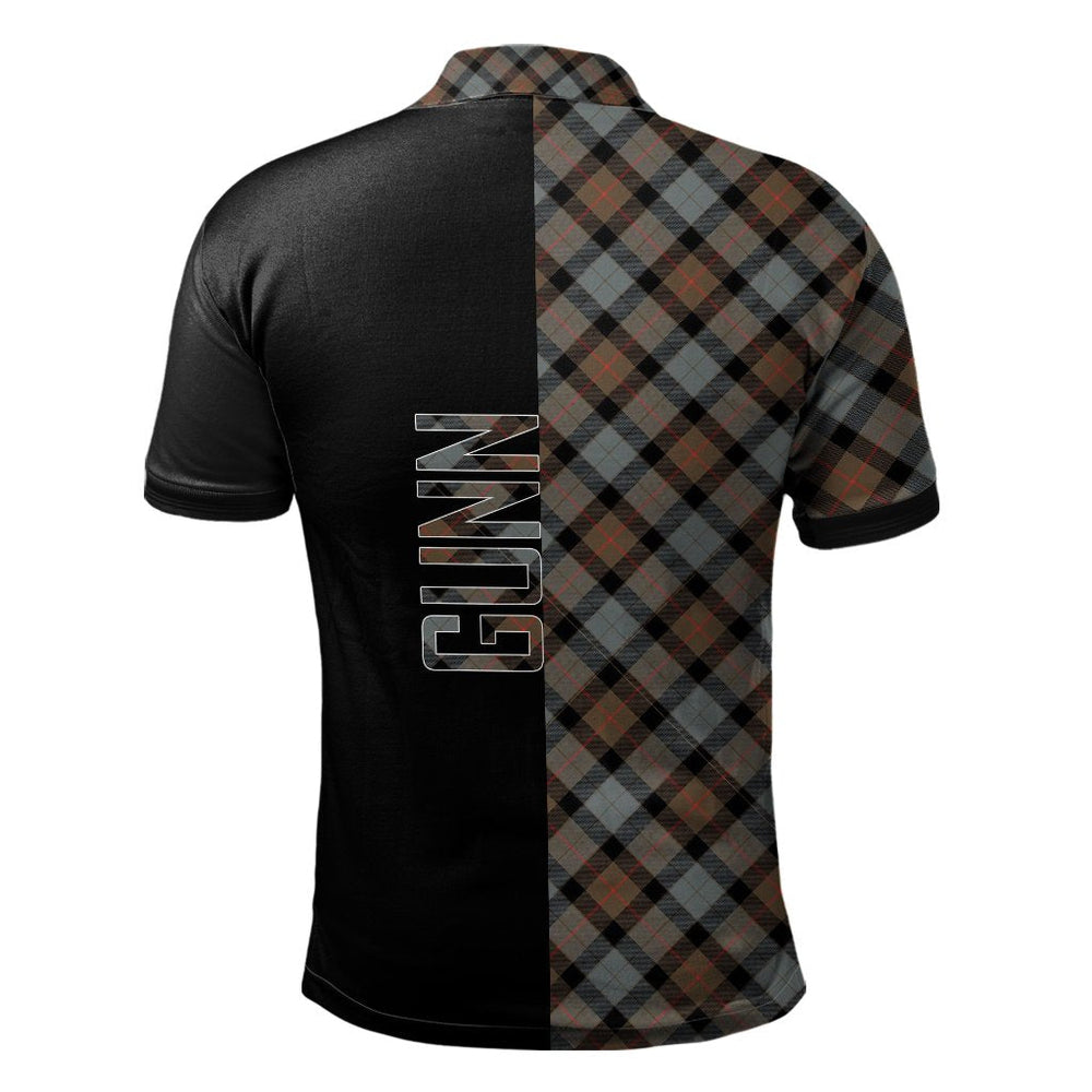 Clan Gunn Weathered Tartan Polo Shirt Half of Me - Cross Style XJ87 Gunn Weathered Tartan Tartan Polo