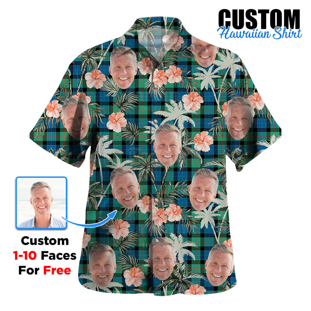 Clan Gunn Ancient Tartan Custom Face Hawaiian Shirt – Unisex Gift for Family Members, Summer Party YN58 Gunn Ancient Tartan Tartan Hawaii Shirt