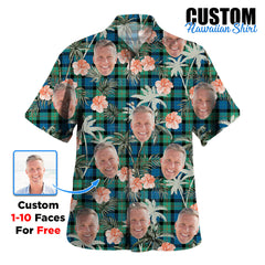 Clan Gunn Ancient Tartan Custom Face Hawaiian Shirt – Unisex Gift for Family Members, Summer Party YN58 Gunn Ancient Tartan Tartan Hawaii Shirt