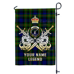 Custom Name Clan Gunn Modern Tartan Garden Flag with Clan Crest and the Golden Sword of Courageous Legacy SZ40