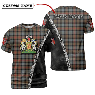 Personalized Clan Gunn Weathered Tartan Shirt with Scotland Coat of Arms & Custom Name