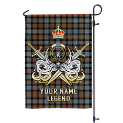 Custom Name Clan Gunn Weathered Tartan Garden Flag with Clan Crest and the Golden Sword of Courageous Legacy DZ75