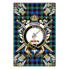 Clan Guthrie Ancient Tartan Crest Black Garden Flag - Gold Thistle RO51 Clan Guthrie Tartan Today