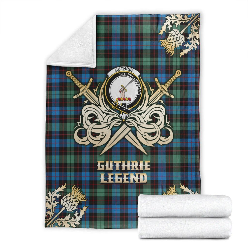 Clan Guthrie Ancient Tartan Gold Courage Symbol Blanket UB39 Clan Guthrie Tartan Today