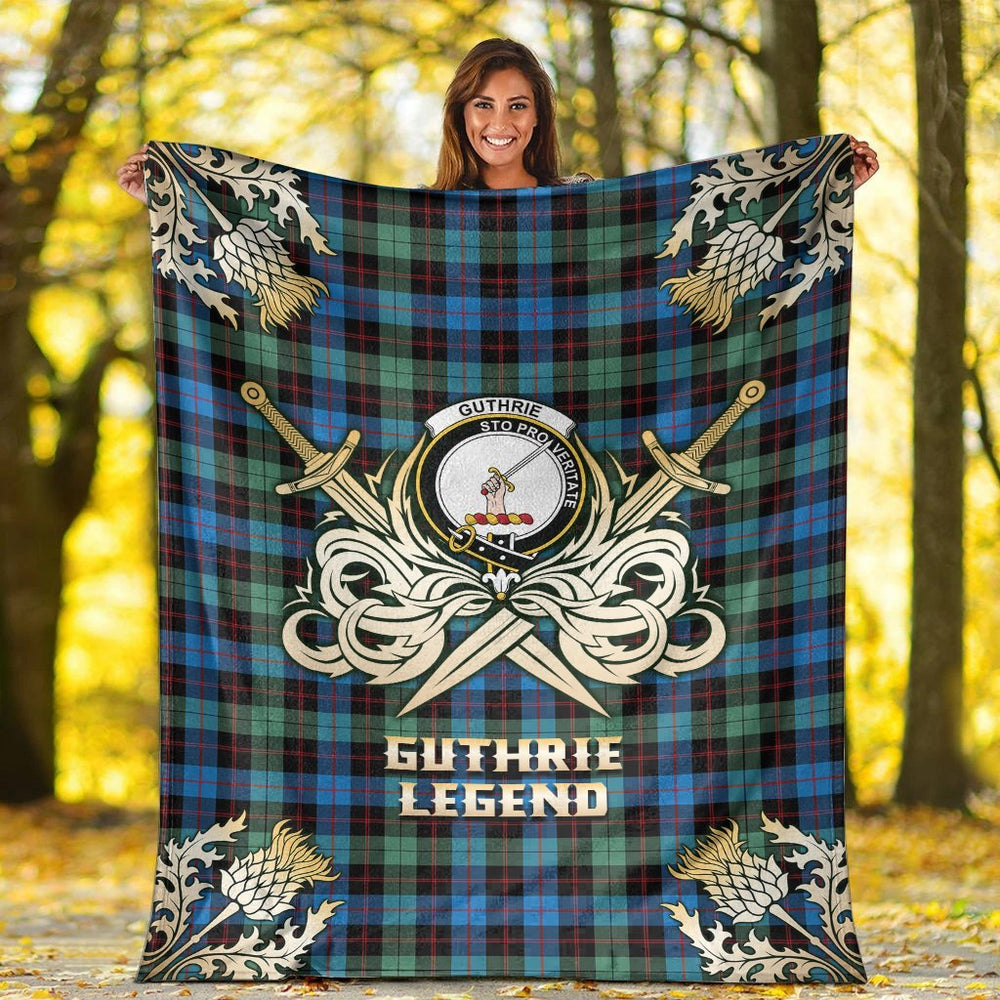 Clan Guthrie Ancient Tartan Gold Courage Symbol Blanket UB39 Clan Guthrie Tartan Today