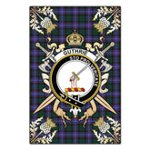 Clan Guthrie Modern Tartan Crest Black Garden Flag - Gold Thistle ZV88 Clan Guthrie Tartan Today