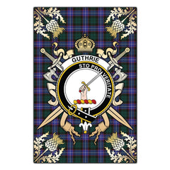Clan Guthrie Modern Tartan Crest Black Garden Flag - Gold Thistle ZV88 Clan Guthrie Tartan Today