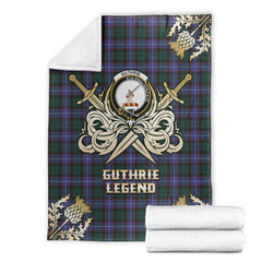 Clan Guthrie Modern Tartan Gold Courage Symbol Blanket NG50 Clan Guthrie Tartan Today