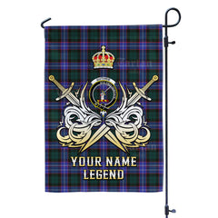 Custom Name Clan Guthrie Modern Tartan Garden Flag with Clan Crest and the Golden Sword of Courageous Legacy HS25