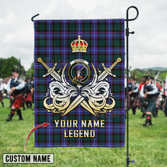 Personalized Custom Name Clan Guthrie Modern Tartan Garden Flag with Clan Crest and the Golden Sword of Courageous Legacy HS25 - Guthrie Modern Tartan Design, Scottish Heritage Gift