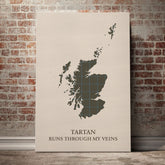 Haig Check Tartan Scotland Map Canvas – “Tartan Runs Through My Veins” Wall Art