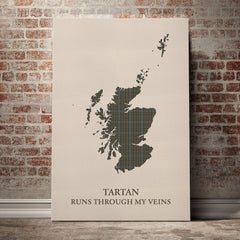 Haig Check Tartan Scotland Map Canvas – “Tartan Runs Through My Veins” Wall Art