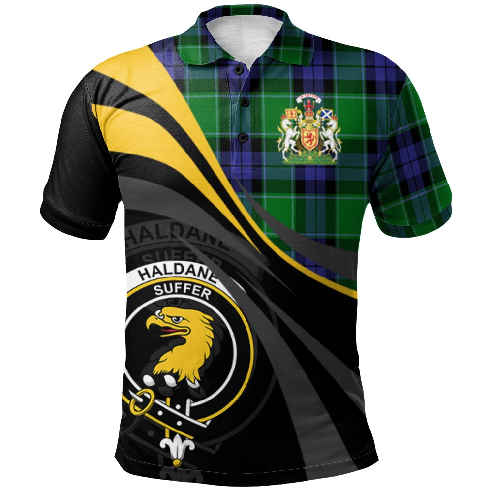Clan Haldane Tartan Polo Shirt - Royal Coat Of Arms Style VI74 Haldane Tartan Tartan Polo