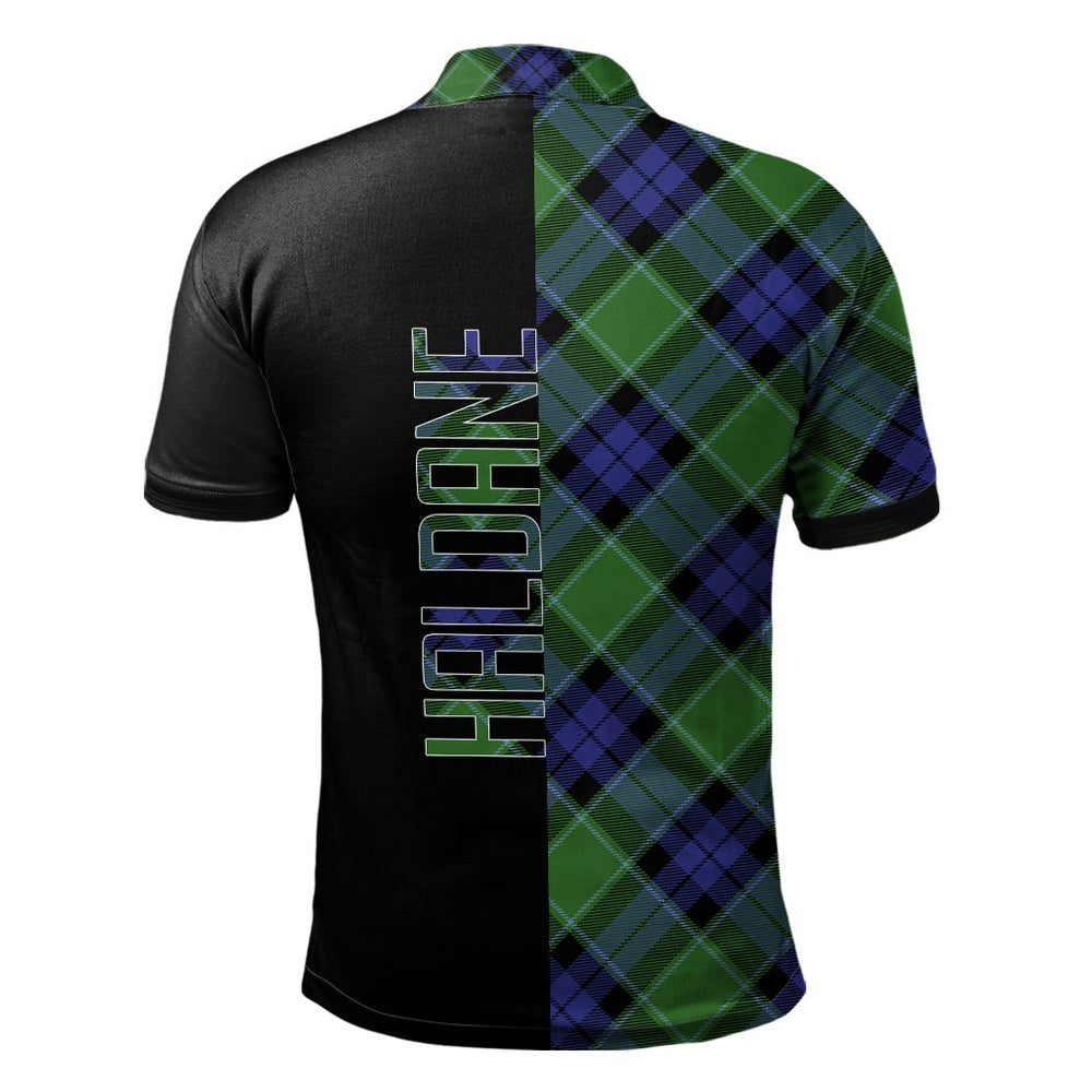 Clan Haldane Tartan Polo Shirt Half of Me - Cross Style HY12 Haldane Tartan Tartan Polo