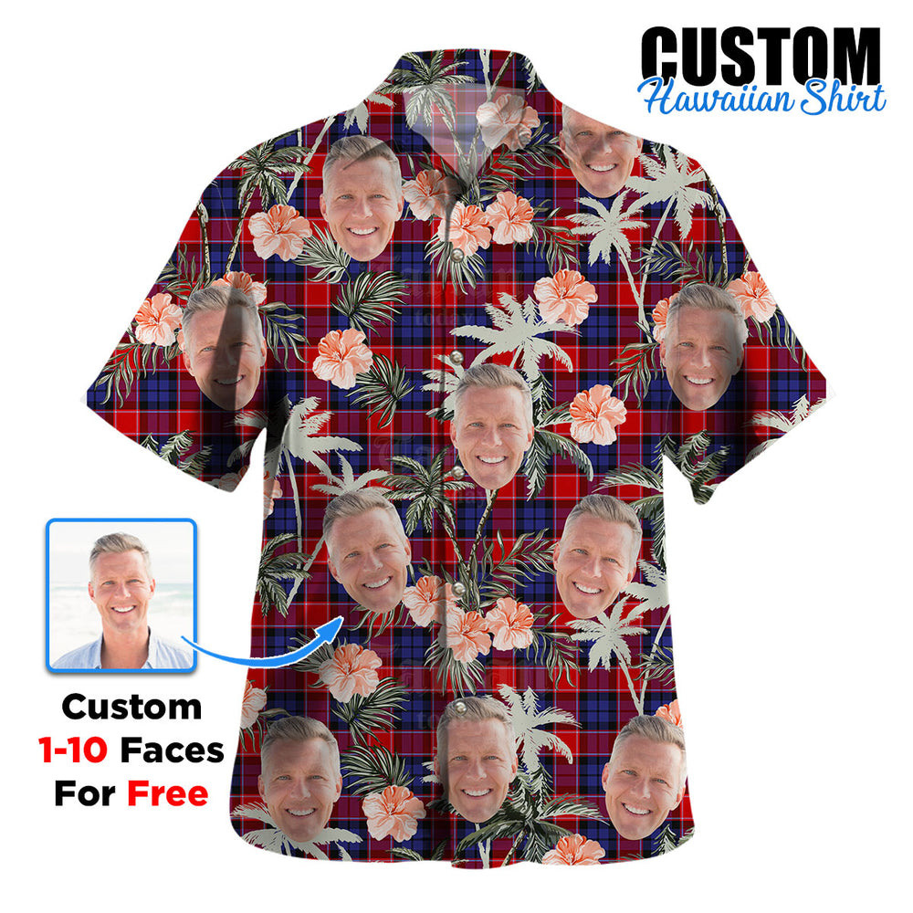 Clan Haldane 1 Tartan Custom Face Hawaiian Shirt – Unisex Gift for Family Members, Summer Party KB37 Haldane 1 Tartan Tartan Hawaii Shirt