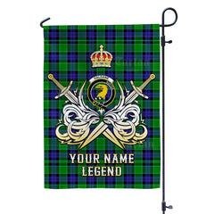Custom Name Clan Haldane 2 Tartan Garden Flag with Clan Crest and the Golden Sword of Courageous Legacy PN40