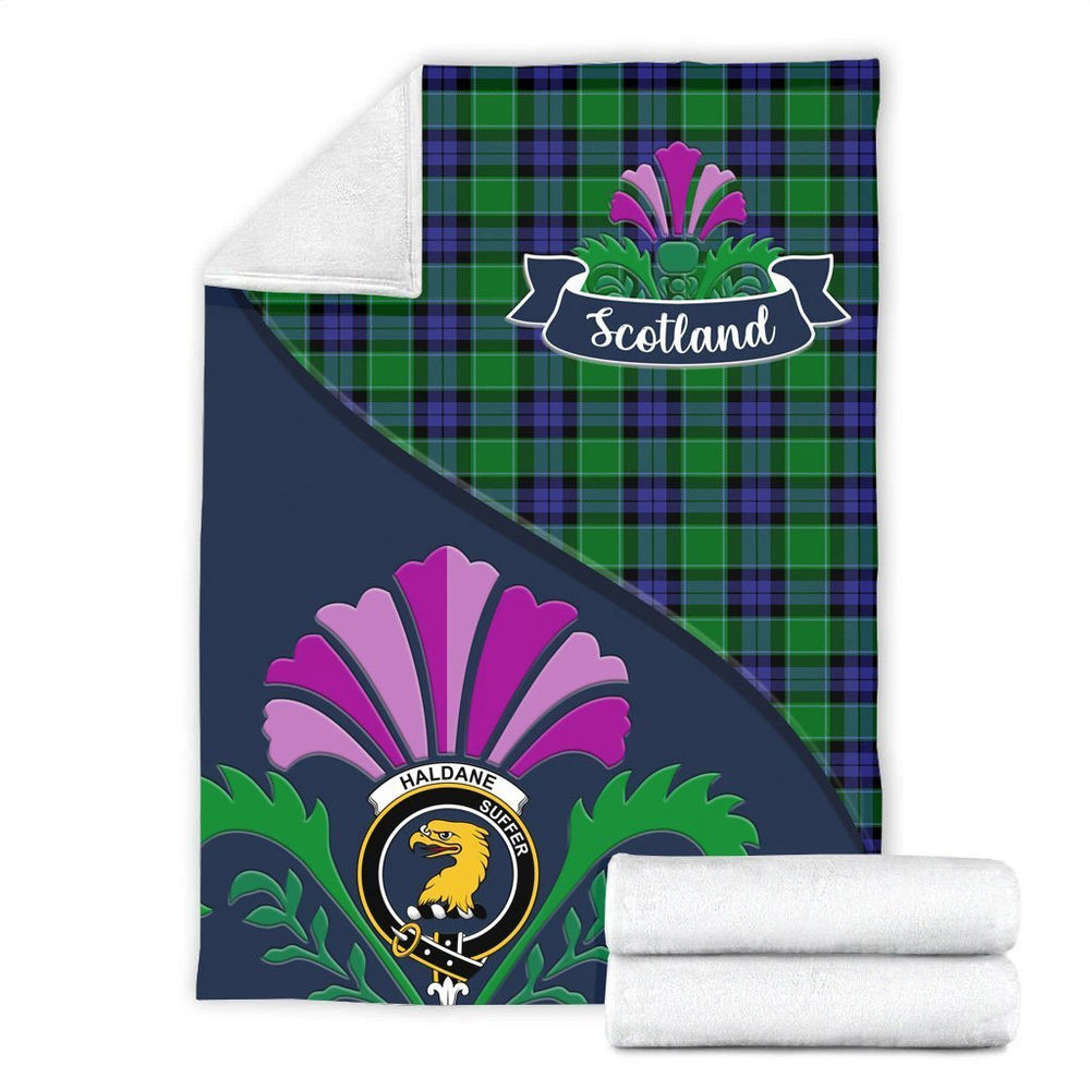 Clan Haldane Tartan Crest Premium Blanket Thistle Style II60 Clan Haldane Tartan Today