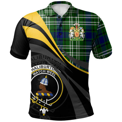 Clan Haliburton Tartan Polo Shirt - Royal Coat Of Arms Style