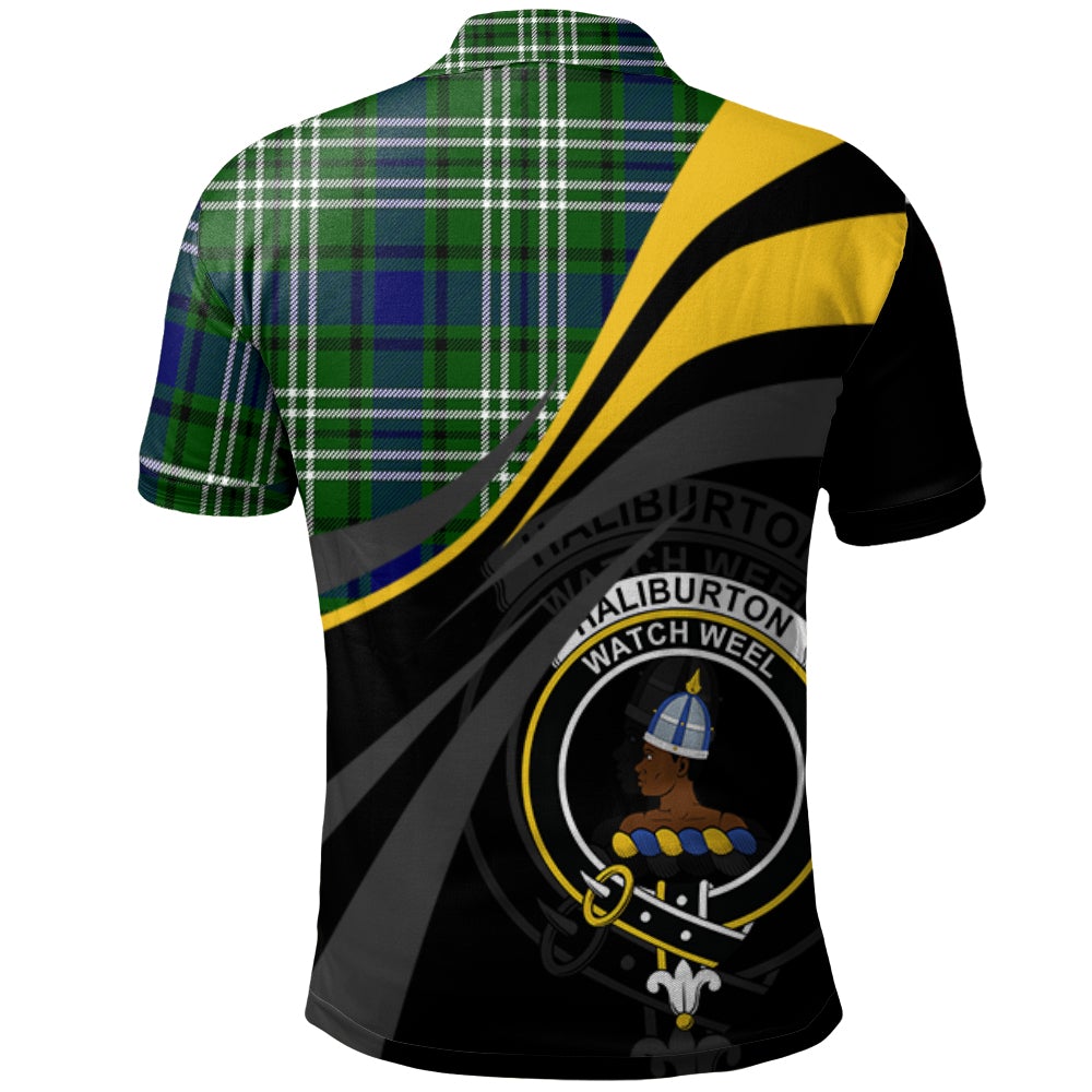 Clan Haliburton Tartan Polo Shirt - Royal Coat Of Arms Style QG18 Haliburton Tartan Tartan Polo