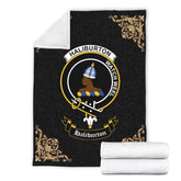Clan Haliburton Crest Tartan Premium Blanket Black VS85 Clan Haliburton Tartan Today
