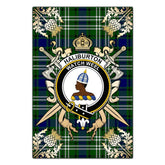 Clan Haliburton Tartan Crest Black Garden Flag - Gold Thistle LG35 Clan Haliburton Tartan Today