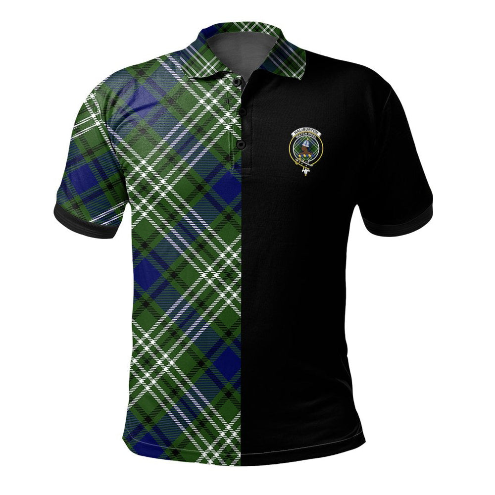 Clan Haliburton Tartan Polo Shirt Half of Me - Cross Style YM85 Haliburton Tartan Tartan Polo