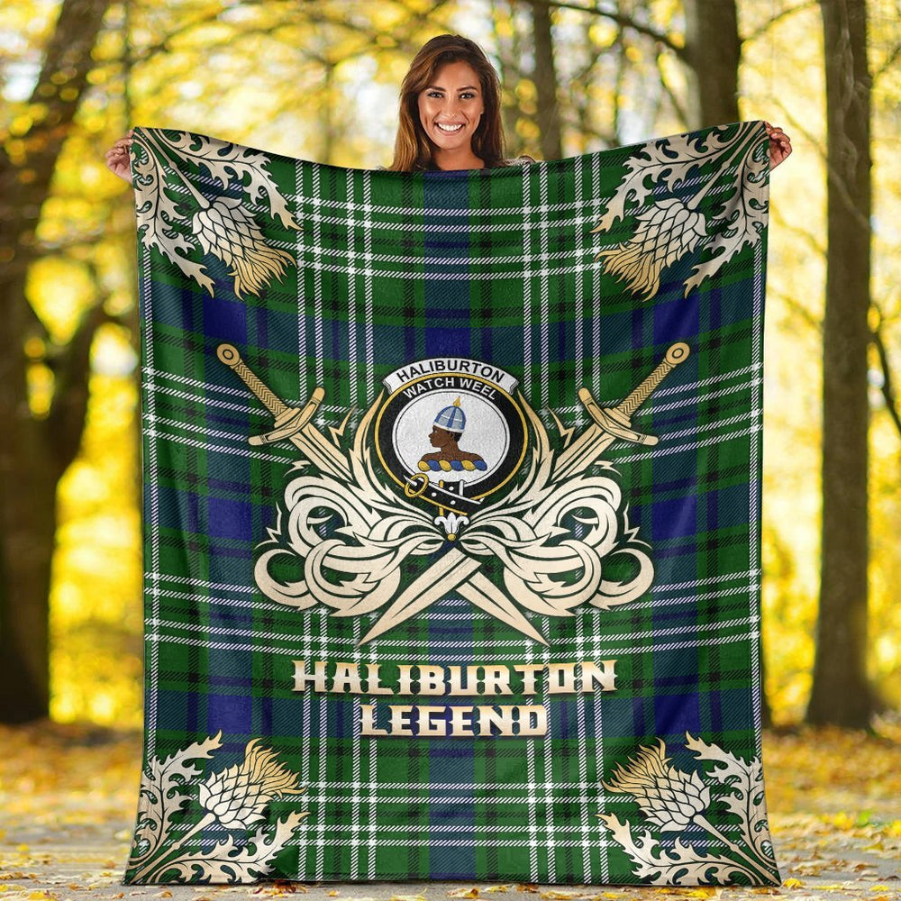 Clan Haliburton Tartan Gold Courage Symbol Blanket SB96 Clan Haliburton Tartan Today